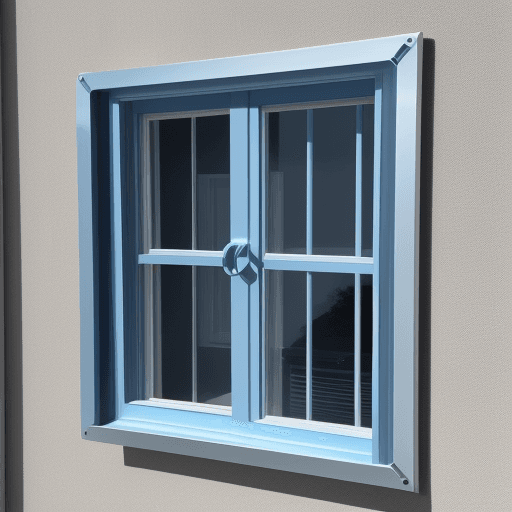 AI generated: photo of a blue aluminum metal window 