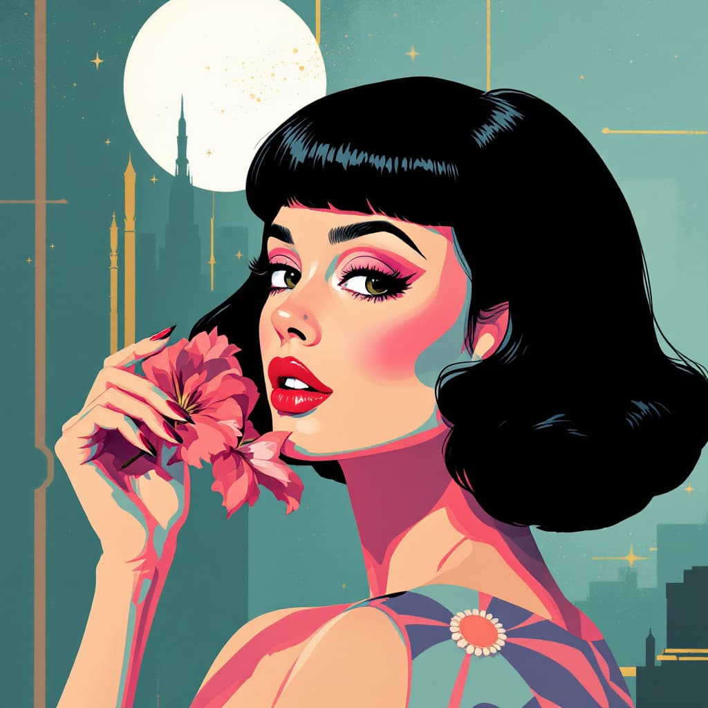 AI generated: illustration reflecting new pop art mixed with art deco art, realism style illustration stylize 750