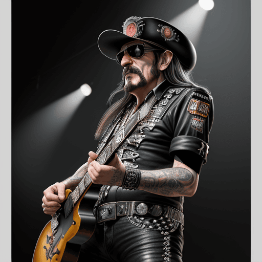 AI generated: lemmy from motorhead, artwork. cinematic, hyper realism, high detail, octane render, 8k