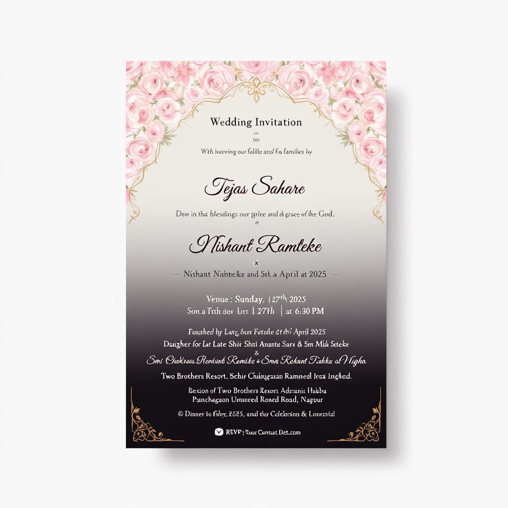 AI generated: Here’s a beautifully designed wedding invitation card for Tejas and Nishant’s special day:  

---  
...