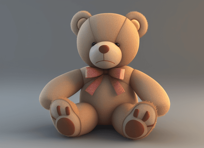 AI generated: 3d teddy bear without ribbon front facing with arms open



