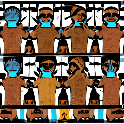 AI generated: African tribesman. with aboriginal clothing. standing, erect, athletic body