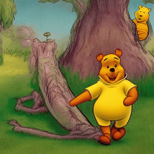 AI generated: winnie the pooh, smoking joint with shreek on the grass