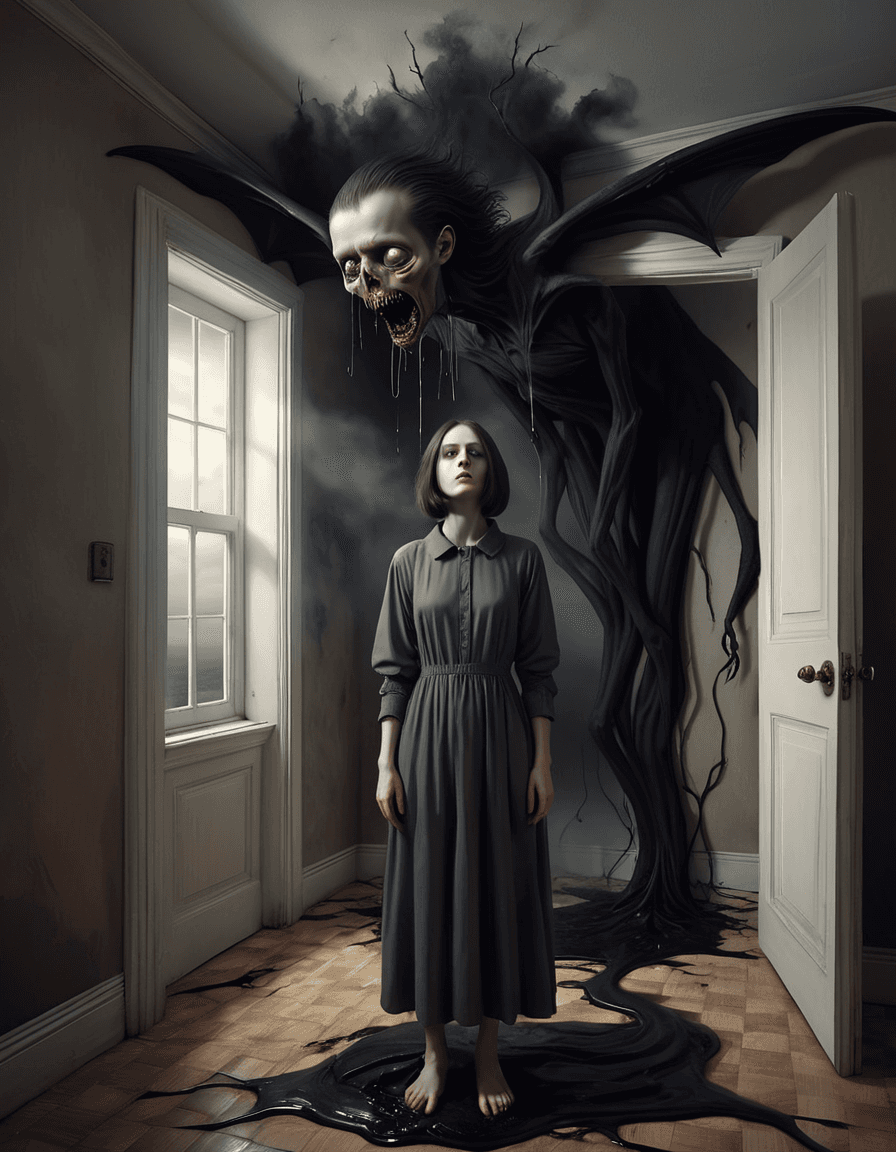 AI generated: cg art, surrealism and absurdres, supernatural, forlorn fantasy, the darkness inside of me pouring o...