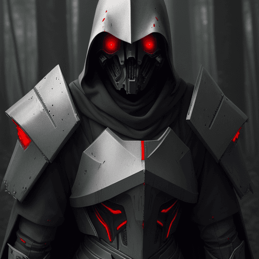 AI generated: a close up of a person in armor in a forest, cyberpunk clothes, trending on pintrest, dark grey robe...