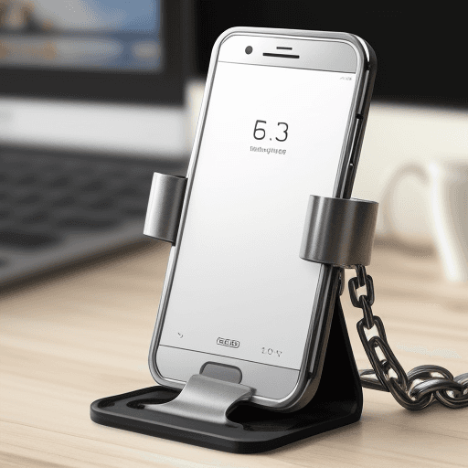 AI generated: Design a cellphone holder assuming that we only have  stainless steel chain