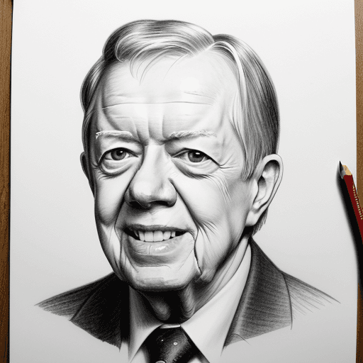 AI generated: Pencil sketch portrait of   President jimmy carter.  black pencil.