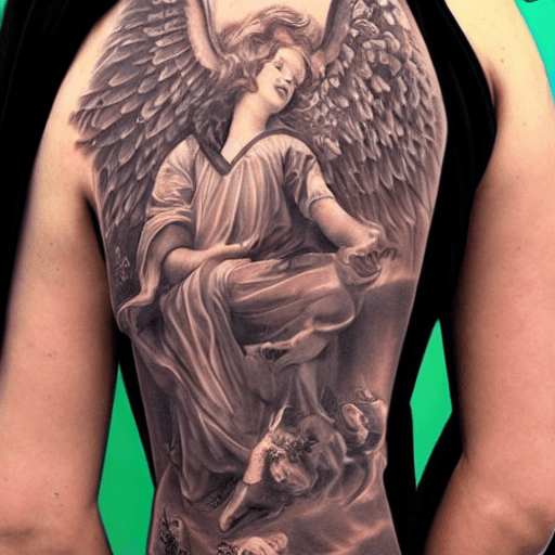 AI generated: generate me a realistic guardian angel tattoo
