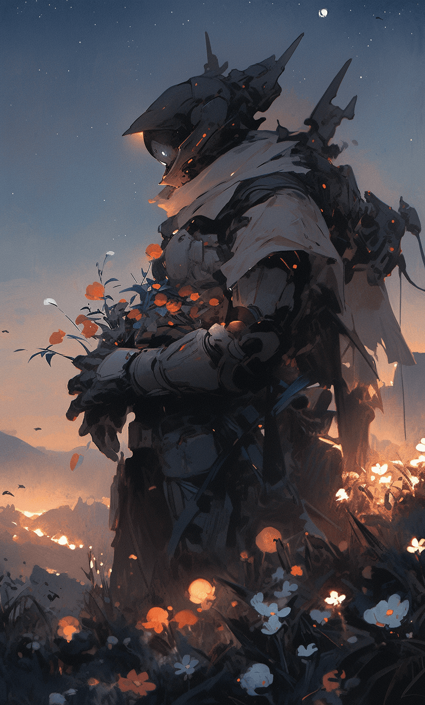 AI generated: a robotic character is standing in the night, in the style of shilin huang, superheroes, hyper-reali...