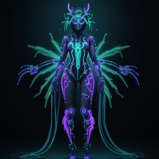 AI generated:  long-shot, full body portrait of woman ::10 lucid weirdcore cybercore, looking off in distance ::6 ...