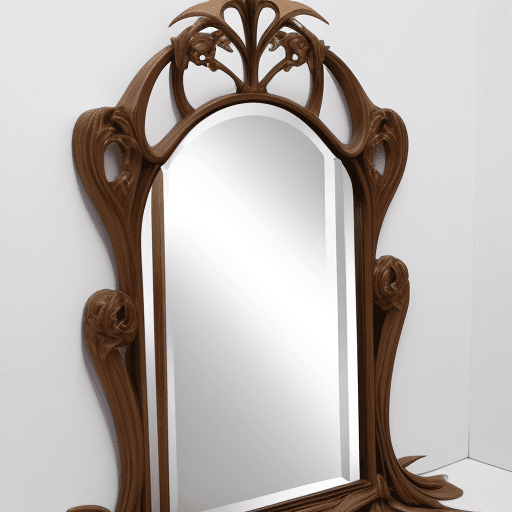 AI generated: art nouveau style mirror with no one in it
