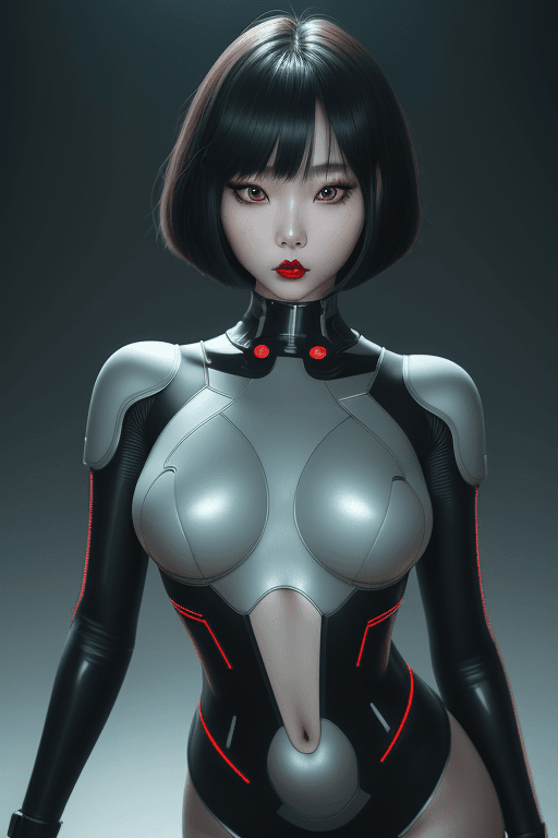AI generated: (1girl), (full body), (futuristic sci-fi bodysuit), Beautiful Korean woman, kpop idol, (Cute Loose B...