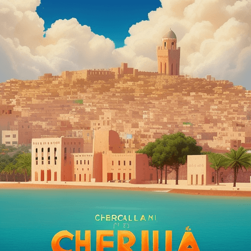 AI generated: Generate a Pixar-style poster of city of Cherchell Algeria. The film is beautyfull Write the name of...