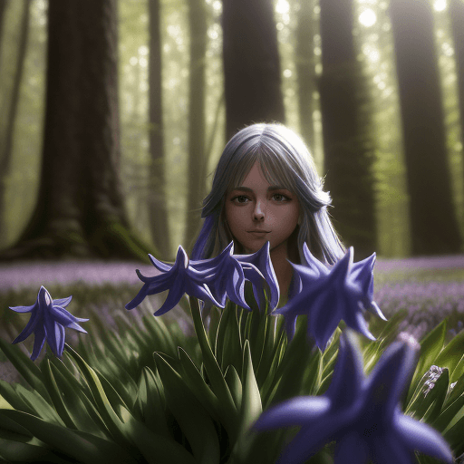 AI generated: scilla in the spring forest in the dawn light, professional colour grading, soft shadows, no contras...