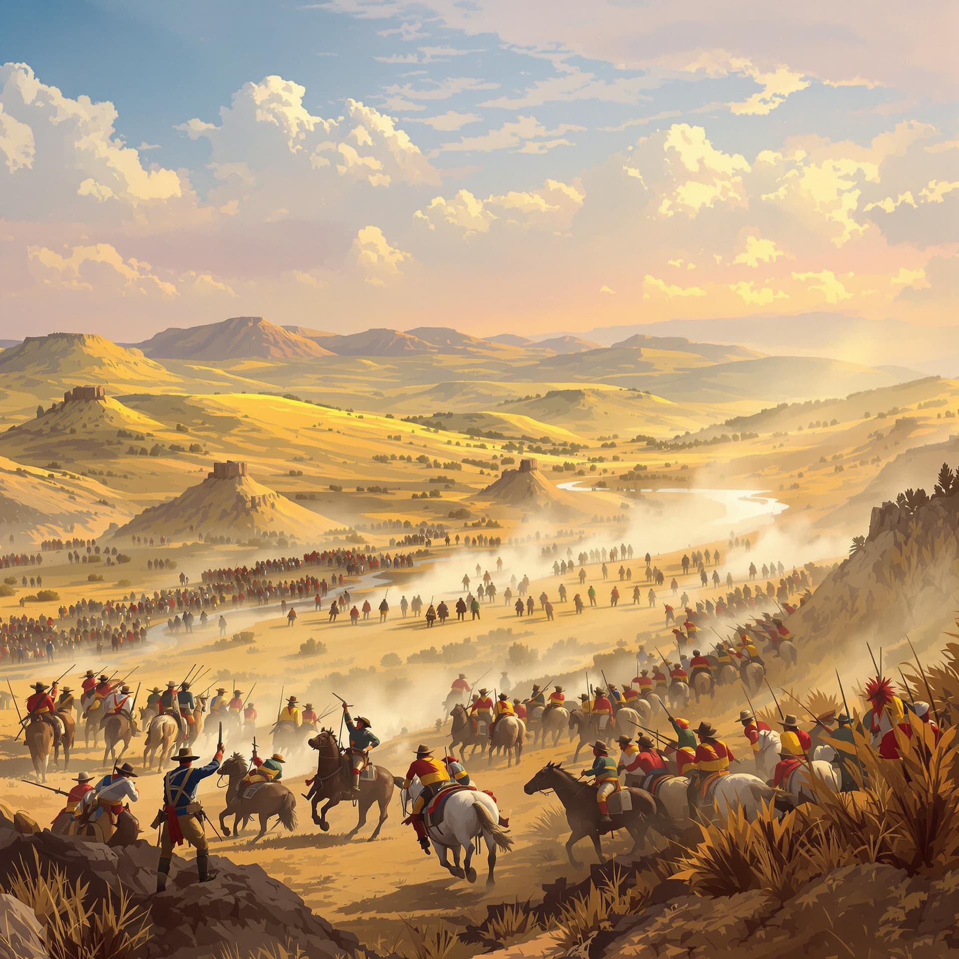 AI generated: Generate an image depicting the historical event of the Battle of Little Big Horn, focusing on Gener...