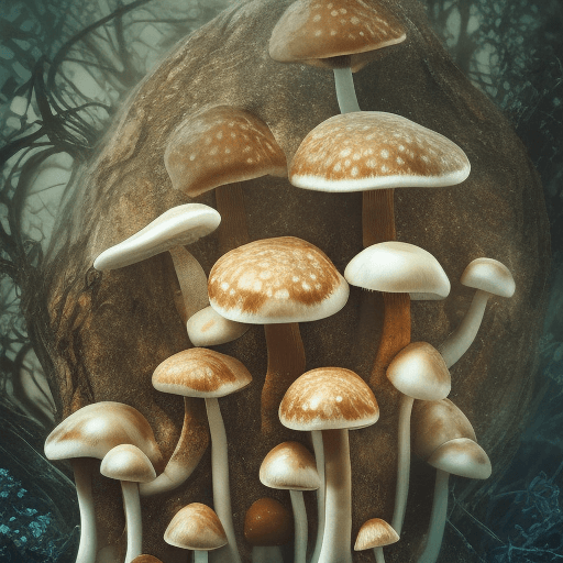 AI generated: a ppsychedelic icture of a mushroom, , The composition, color, and cinematic expression are  Cecily ...