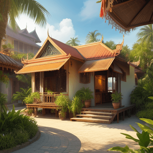 AI generated: Creat this image becom Indochine house, sunny, clearly artmostphere