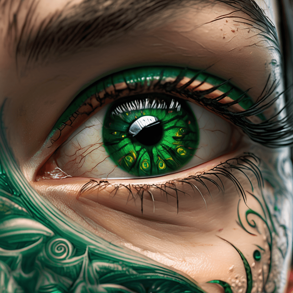 AI generated: Hyper realistic concept art of a tatto. The most realistic eye of a woman, emerald green eyes, eye r...