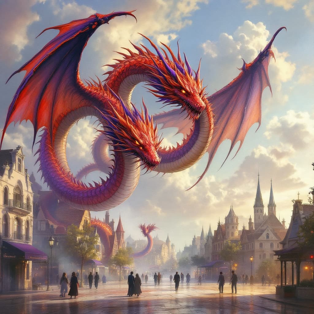 AI generated: A three headed Hydra dragon in all of it splendor In hues of red and orange with some purple approac...