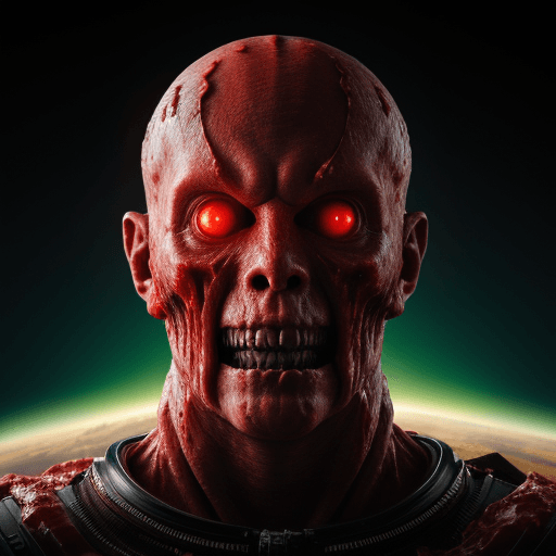 AI generated:  high quality foto of a bloody monster from energy, in space, 8k 