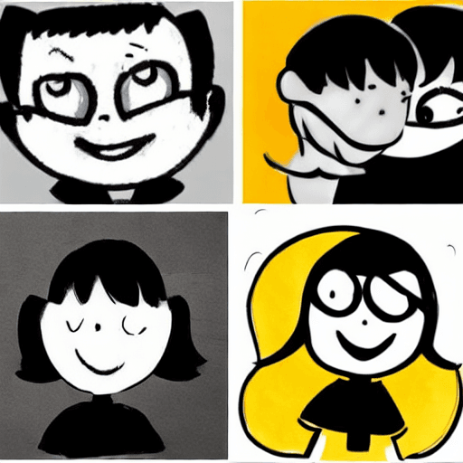 AI generated: Simple Hand Drawn [ cartoon]  Characters, a [girl (and also include behaviour, cutie ness , happines...
