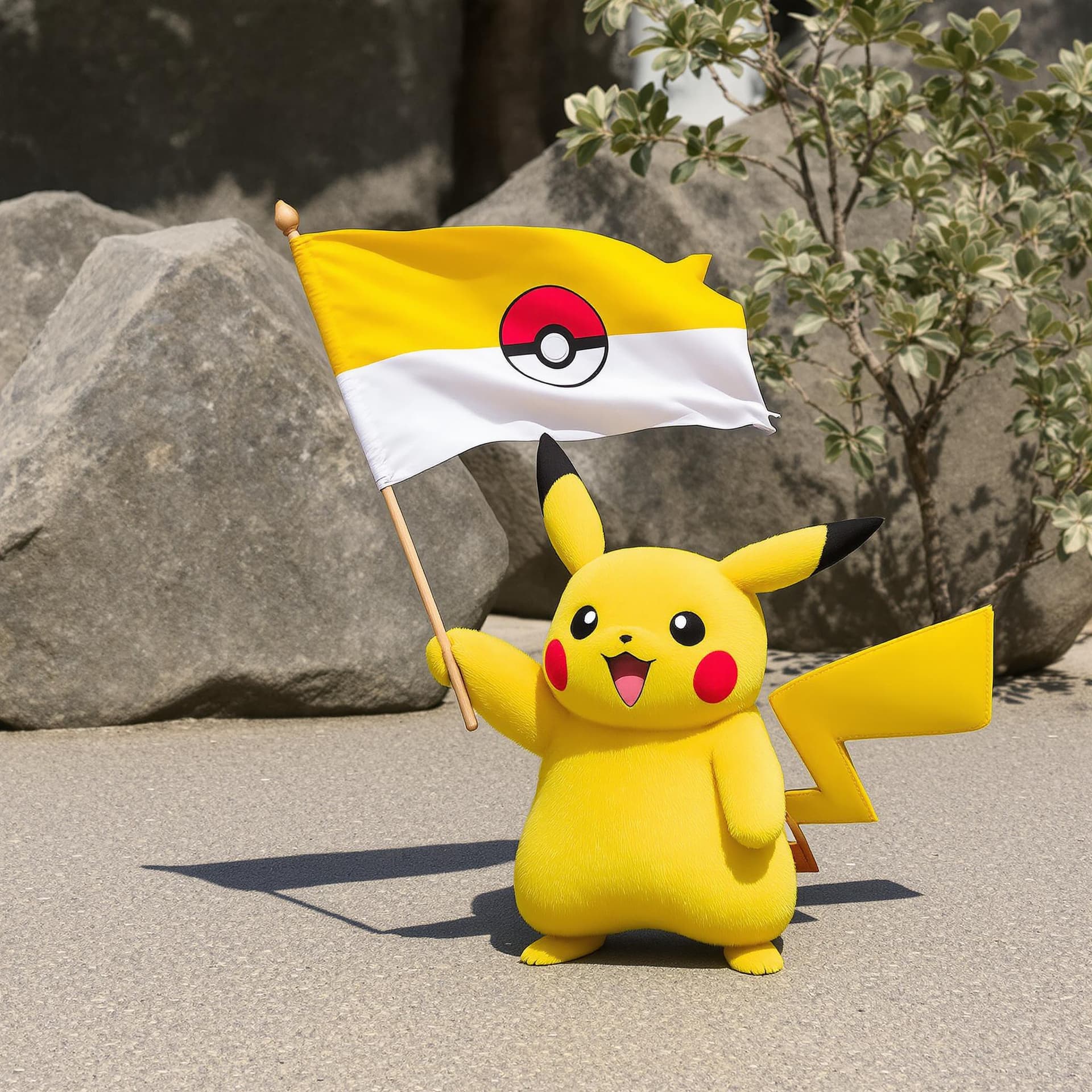 AI generated: Pikachu waving the Ikurrina, the vasque country flag 