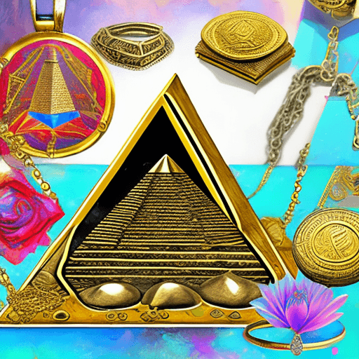 AI generated: digitally creative psychedelic collage, masonic, drawing tools, Egyptian pyramid, super super large ...