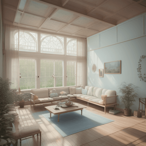 AI generated: High resolution photography interior design, dreamy sunken living room conversation pit, wooden floo...