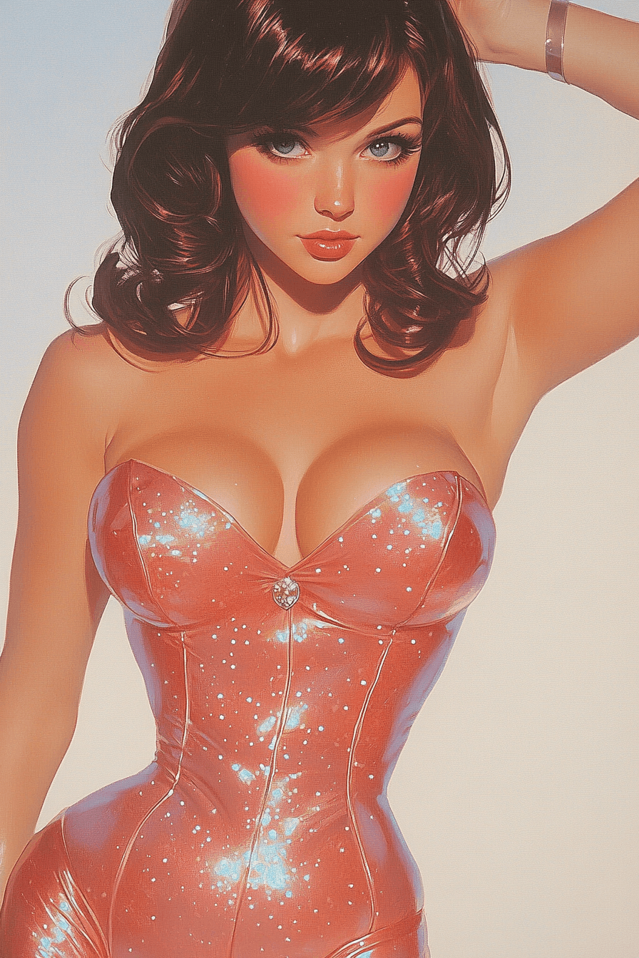 AI generated: Swedish woman, attractive fullbody, fashion short dress, high heels, diamonds, shimmer, glitter, shi...
