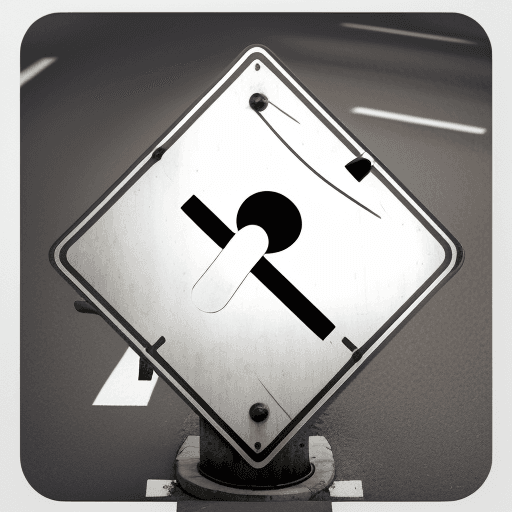 AI generated: traffic sign with single direction lock all twisted