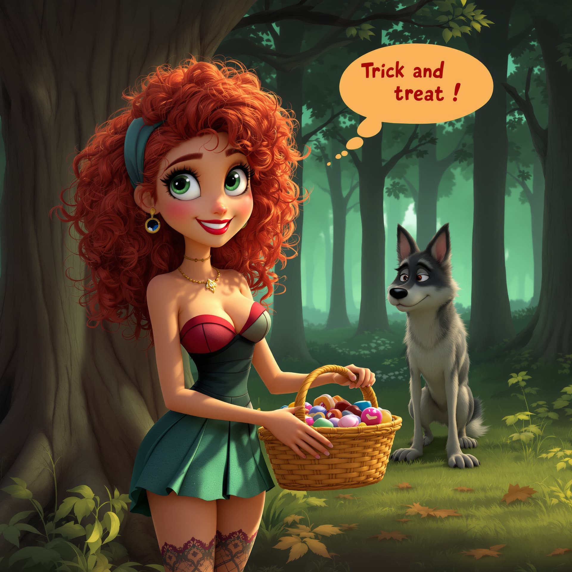 AI generated: The image depicts the Swedusg animated character voluptuous Inga, mad eyes 20 years old, with red cu...