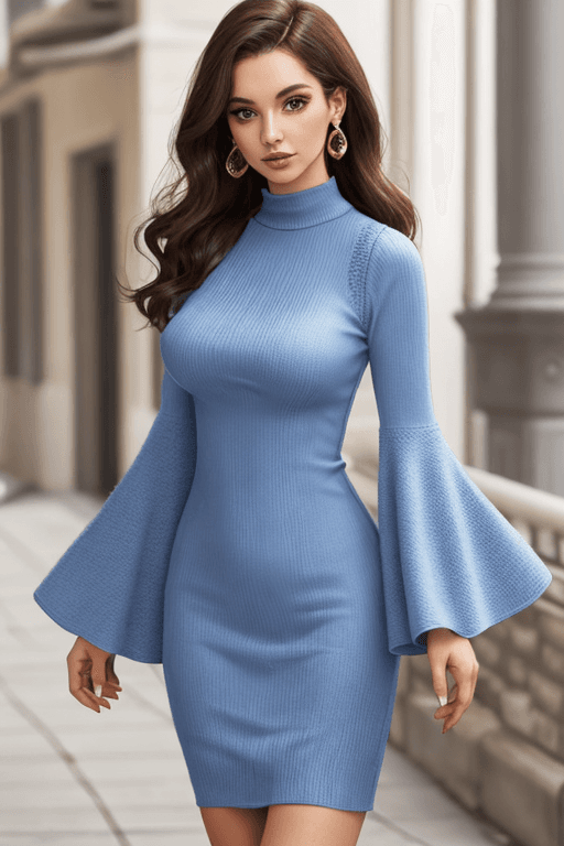 AI generated: Bell sleeve knit dress