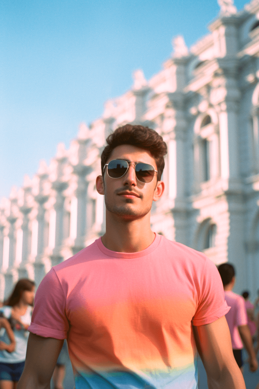 AI generated: hyper realistic photograph,in Tbilisi, near the parliament building, a lot of people rally LGBT, sum...