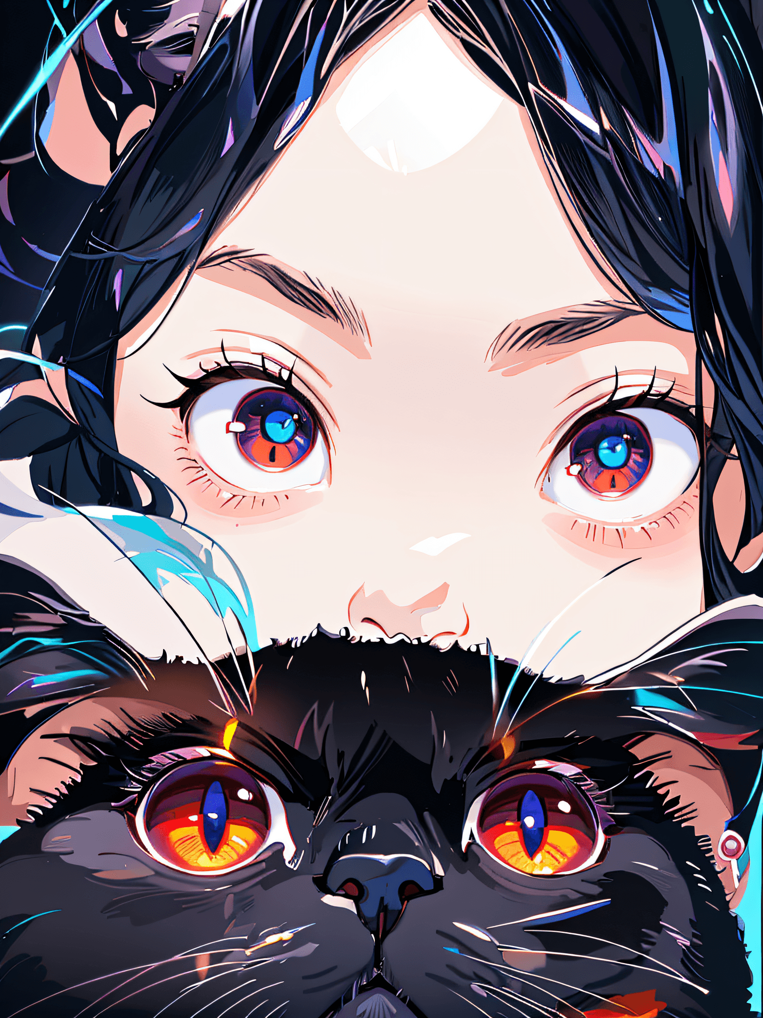 AI generated: anime girl with cat in her arms, artwork in the style of guweiz, catgirl, detailed digital anime art...