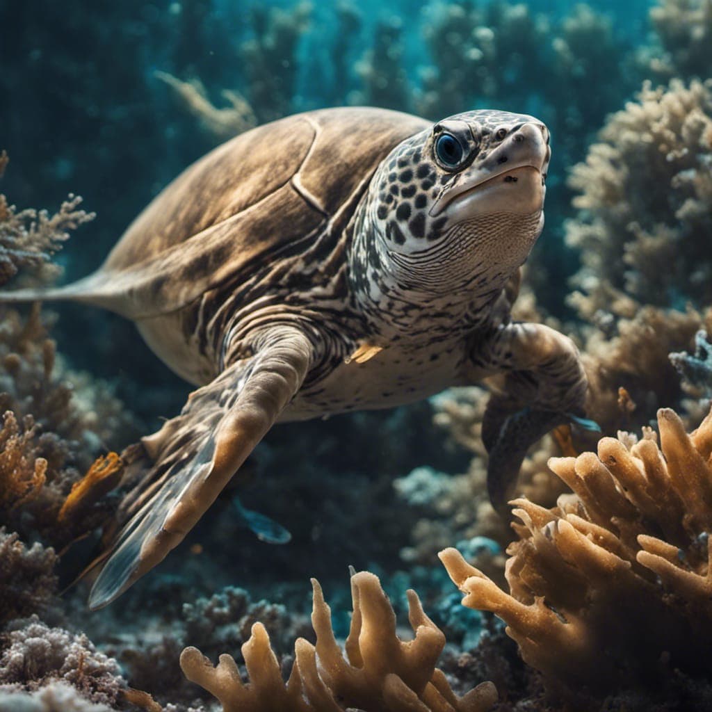 AI generated: Underwater wild life, (detailed stunning environment), cinematic, cover art, (low front angle), full...