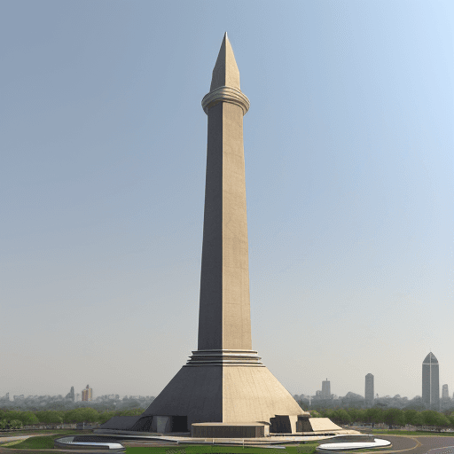 AI generated: Please make a 3D design for the Monas monument with a triangular prism, 2 meters high, 80 cm wide