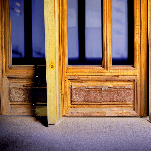 AI generated: photograph, an empty wooden doorway:: 4k, detailed, ambient lighting