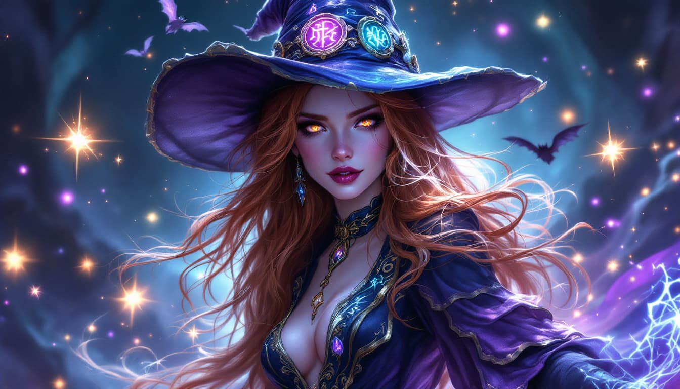 AI generated: Full length elven fantasy, rough hand-painted sketch featuring images of worlds or mystical dimensio...