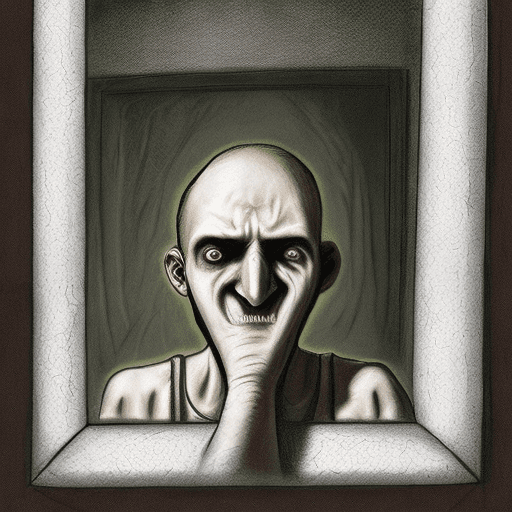 AI generated: a terrified soul trapped in a mirror