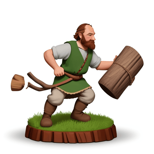 AI generated: peasant logger dnd on white background