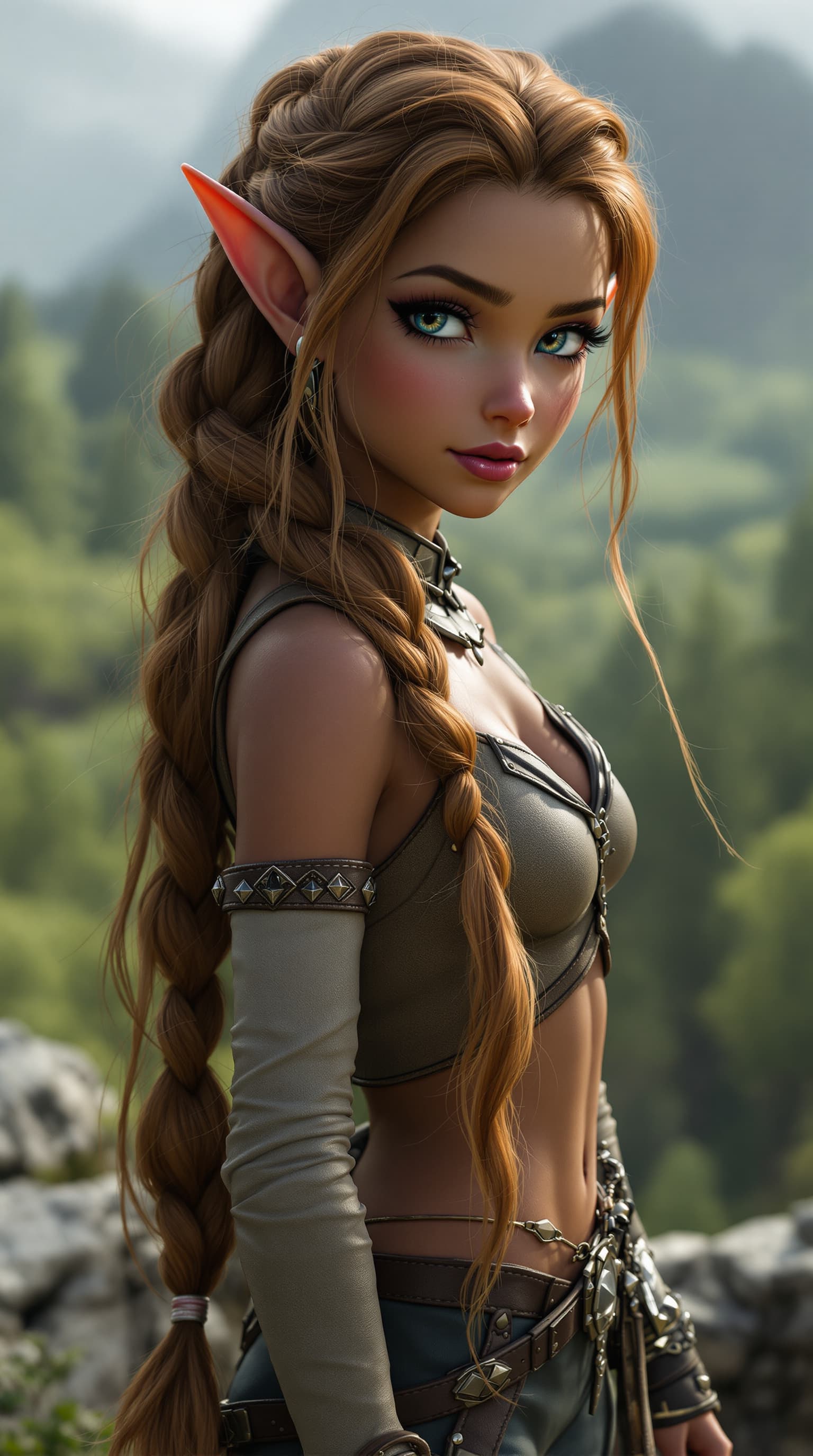 AI generated: A professional photograph showcasing Madison, the most beautiful second-grade elf girl in the world,...