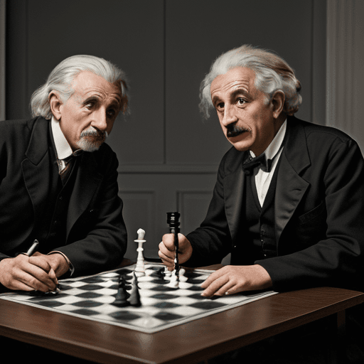 AI generated: Bring to life the iconic meeting of two brilliant minds, Nicola Tesla and Albert Einstein, as they e...