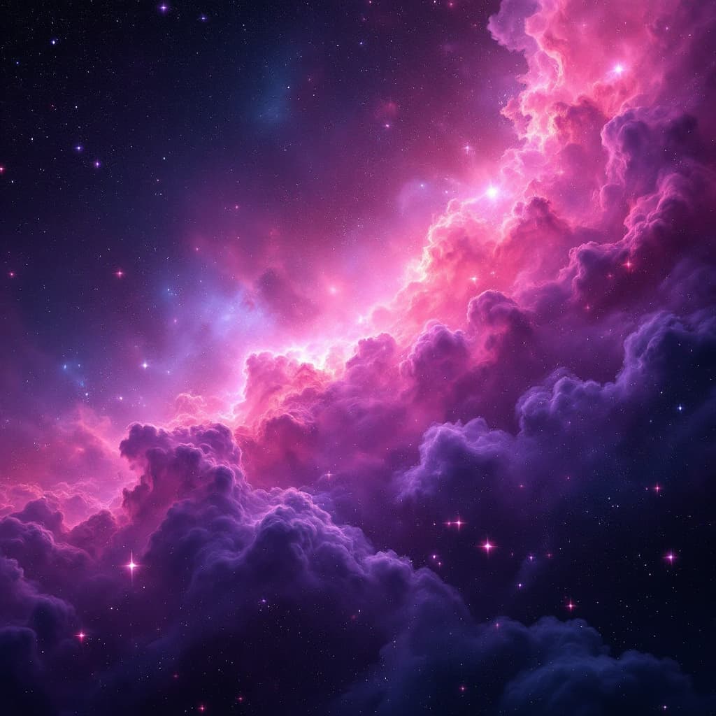 AI generated: Imagine a breathtaking expanse of space rendered in stunning high definition, where shades of pink a...