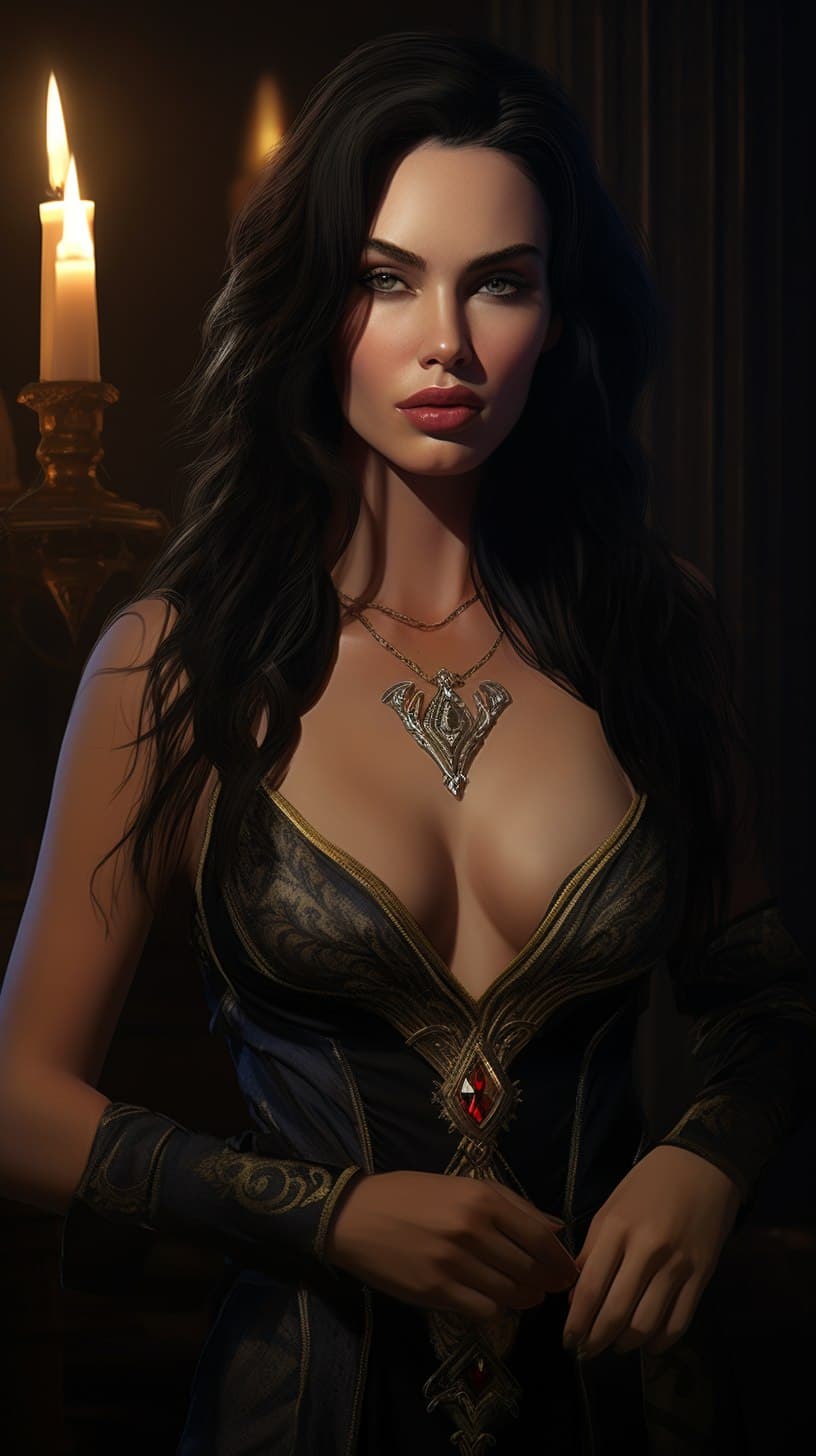 AI generated: portrait of megan fox as liliana vess, magic the gathering, ultra detailed, digital painting, concep...