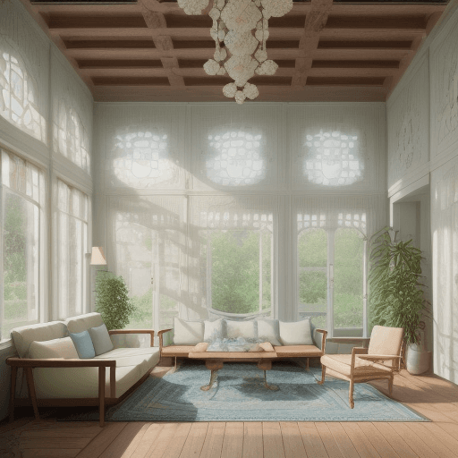 AI generated: High resolution photography interior design, dreamy sunken living room conversation pit, wooden floo...