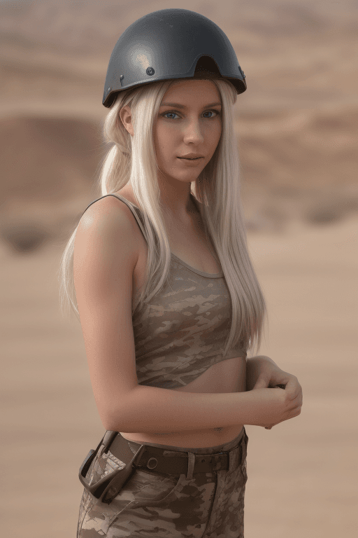 AI generated: Gorgeous portrait of a young 24 years old woman, (long ponytail platinum blonde hair:1.4), wearing b...