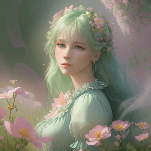 AI generated: mdjrny-v4 style, whimsical fantasy elegant meadow flowers botany maximalism with a wave of flowers g...