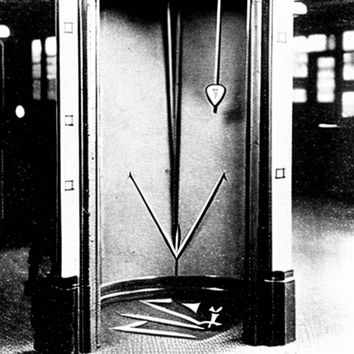 AI generated: floor arrow inside a 1900's lift 