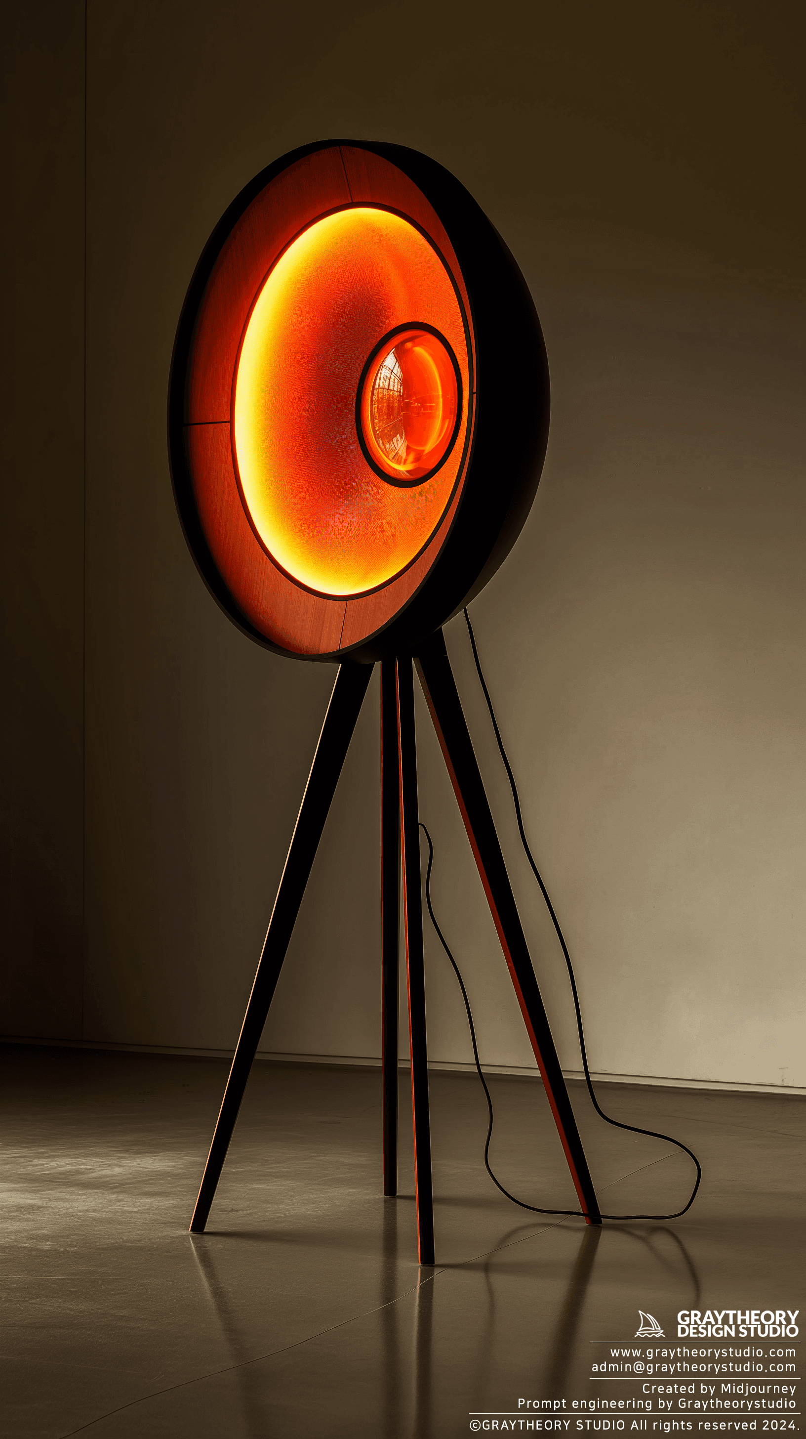 AI generated: Studio shot of a contemporary floor stand light, seamless background, 50mm f/1.2L lens, under soft s...