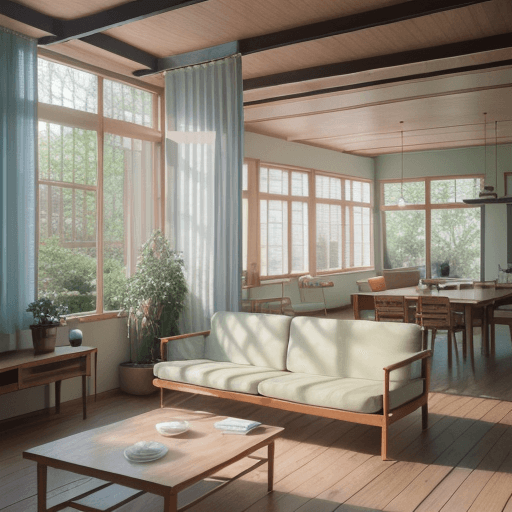 AI generated: anime,girl,High resolution photography interior design, dreamy sunken living room conversation pit, ...